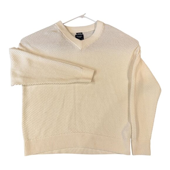 Abercrombie & Fitch Sweater Mens Large Cream Oversized Pullover Textured Knit - Picture 1 of 12